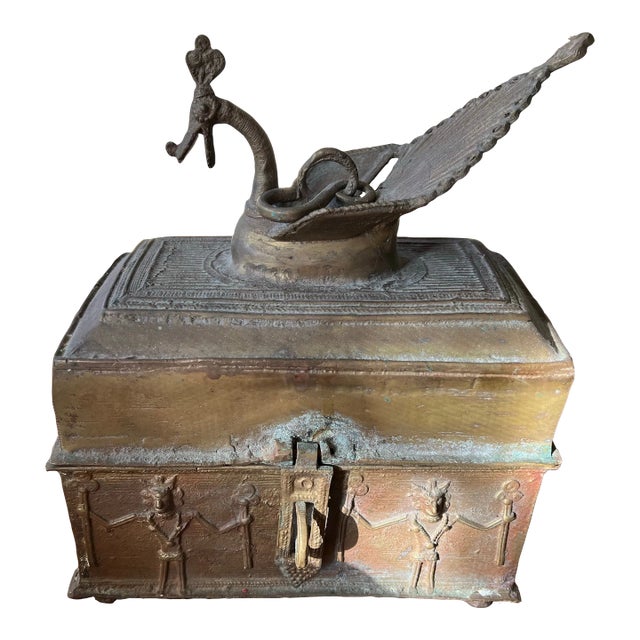 1970s Antique Box With Bird Details For Sale