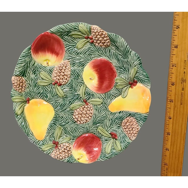 Vintage 1991 Fitz & Floyd Woodland Fruit Majolica Platter For Sale - Image 6 of 8