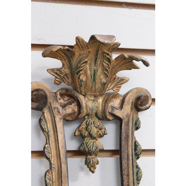 1930s Pair of Vintage Italian Renaissance Electric Bronze Wall Sconces For Sale - Image 5 of 13