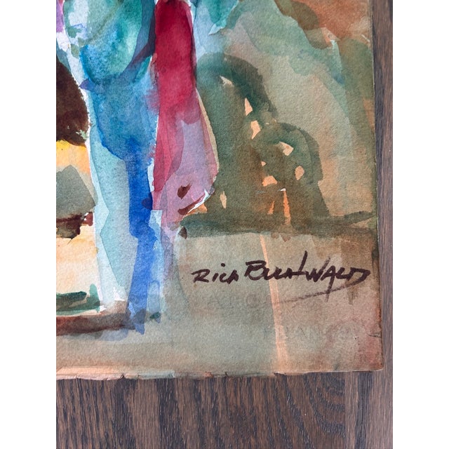 Rich Buchwald Signed Original Watercolor Painting Impressionist For Sale - Image 4 of 4