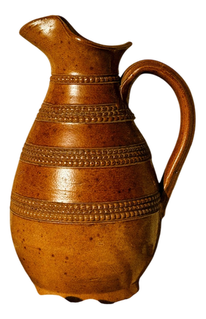 Mid-Century French Handmade Earth-Toned Stoneware Water Pitcher, 1960s