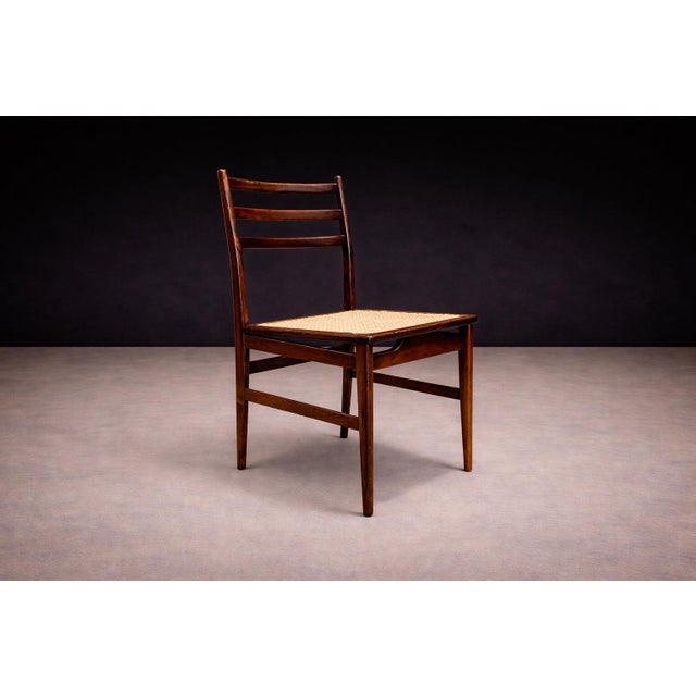 Wood Chair in Rosewood & Cane, Alexandre Rapoport, 1960s For Sale - Image 7 of 12