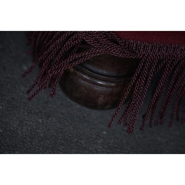 Vintage Danish Curved Lounge Chairs in Deep Red Velvet with Fringes, 1940s, Set of 2 For Sale - Image 13 of 18