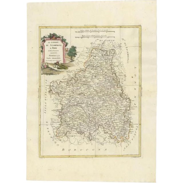Antique Map of Brie and Champagne by Zatta, 1779 For Sale