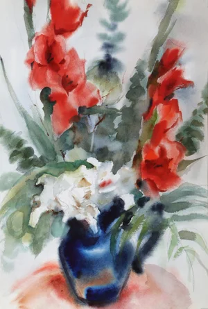 Eve Nethercott, Vase of Flowers (P3.20), Watercolor on Paper