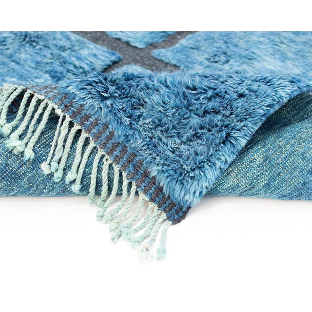 Textile Premium Hand-Knotted Moroccan Wool Rug | 9'5'' X 6'10" | One of a Kind For Sale - Image 7 of 9