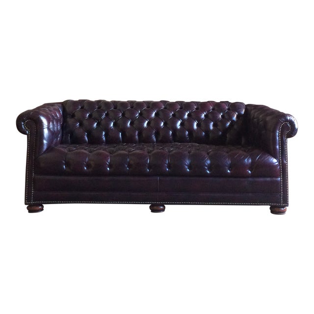 Modern Wine Colored Leather Chesterfield Chairish
