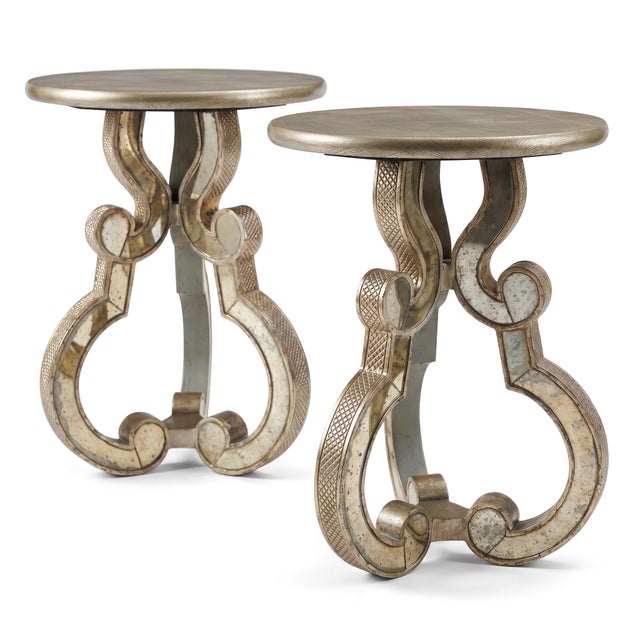 Wood Italian Palladio Mirror & Silver Gilt Neoclassical Side Tables - Pair For Sale - Image 7 of 7