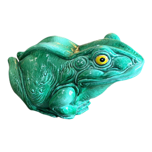 Grand Emerald Green Glazed Ceramic Frog Tureen or Container