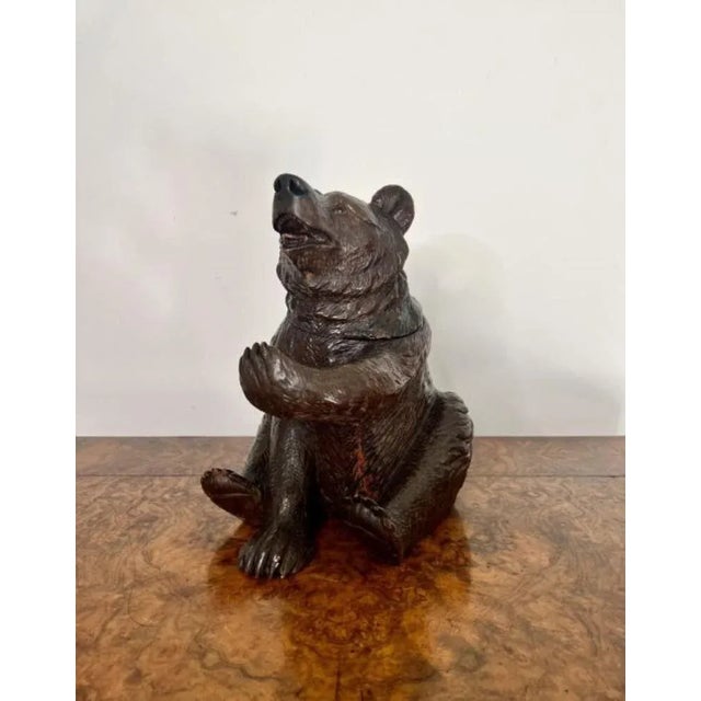 Large Antique 19th Century Victorian Carved Black Forest Bear, 1860s For Sale - Image 9 of 12