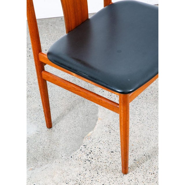 1960s Mid Century Danish Modern Dining Chair Solid Teak Wood Henning Sorensen Black For Sale - Image 11 of 12