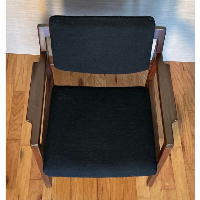 Black 1960s Jens Risom Design Arm Chair Black Upholstery For Sale - Image 8 of 12