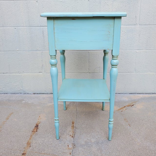 American 1950s Vintage Nightstand Painted Pale Blue For Sale - Image 3 of 12