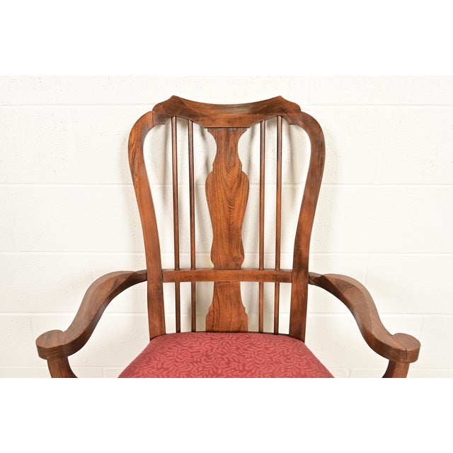 1960s Baker Furniture Style Queen Anne Solid Walnut Armchair, Circa 1960s For Sale - Image 5 of 11