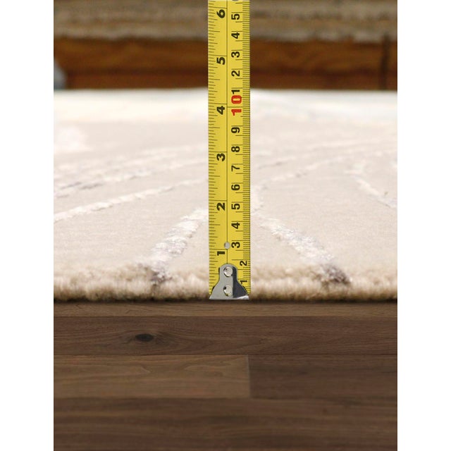 Pasargad Home Modern Bone Vsilk & Wool Area Rug-12' 1'' X 15' 3'' For Sale In New York - Image 6 of 7