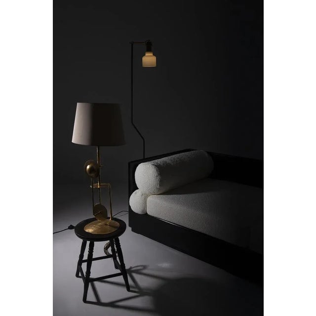 Vintage Italian Brass and Opal Glass Floor Lamp from Oluce, 1950 For Sale - Image 10 of 12