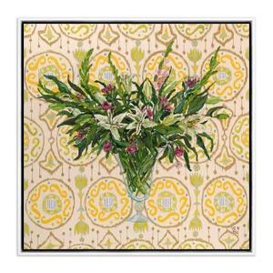 Juma Lilies by Venetia Syms in White Frame, Large Art Print on Canvas