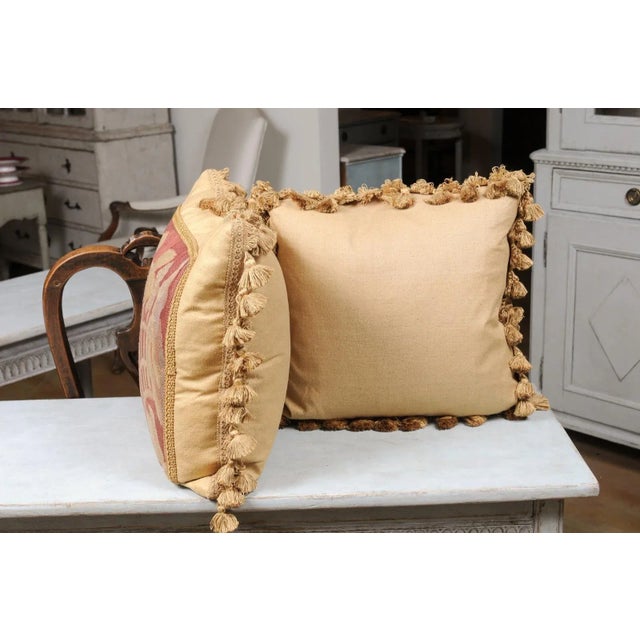 Textile French 19th Century Aubusson Tapestry Pillows with Floral Decor - a Pair For Sale - Image 7 of 11