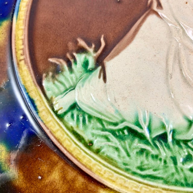 English Majolica Harvest Theme Rococo Revival Bread Tray or Wall Plaque For Sale In Philadelphia - Image 6 of 12