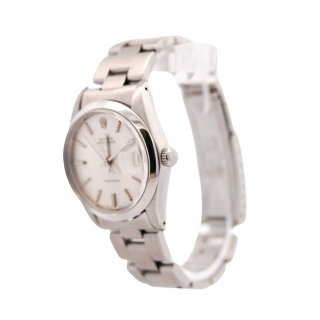 Vintage Rolex Oysterdate Precision reference 6694 manual-wind watch in a 34mm stainless steel case featuring a silver-tone...