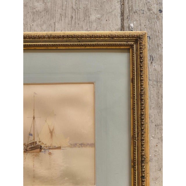 Edoardo De Martino, Off the Isle of Wight, Watercolor, 1863, Framed For Sale - Image 15 of 18