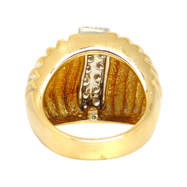 Vintage Dankner 14k Fluted Diamond Ring, Size 6.5 For Sale - Image 4 of 14