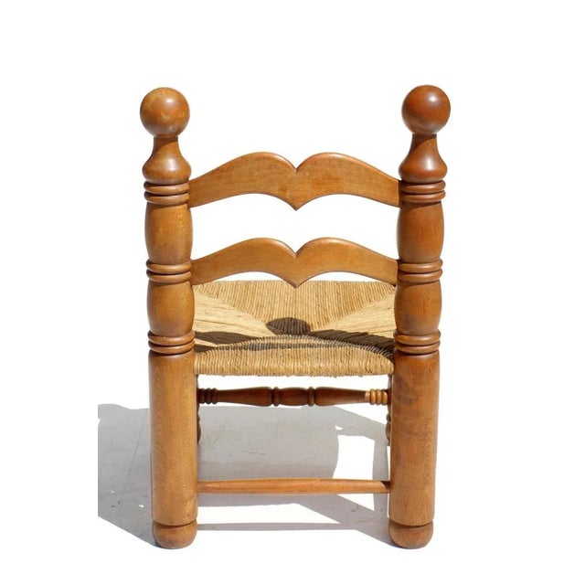 Brown Set of Wicker and Oak Chairs by Charles Dudouyt, 1940s For Sale - Image 8 of 13