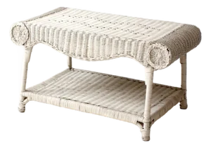 Antique White Wicker Coffee Table