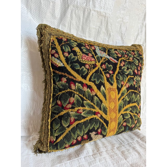 English 17th Century English Needlepoint Tapestry Pillow Wool and Silk For Sale - Image 3 of 4