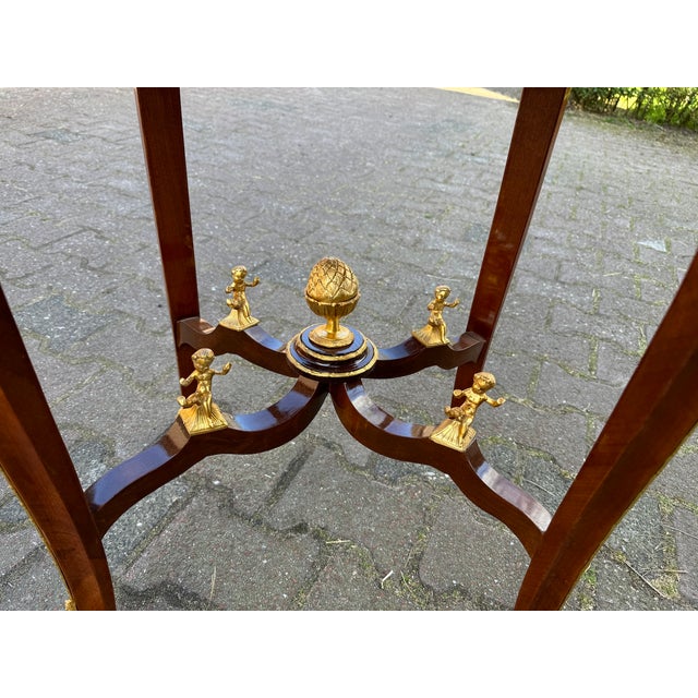 1960s French Louis XVI Pink Marble Mahogany Center Table With Bronze Decorations For Sale - Image 10 of 12