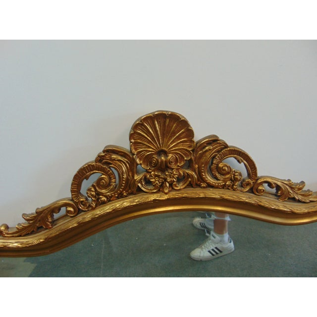 Mid 20th Century Italian Style Gilt Shell Carved Mirror For Sale - Image 4 of 5