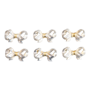 Vintage Boxed Set of French Silver & Gold Bows Place Card Holders - Set of 6