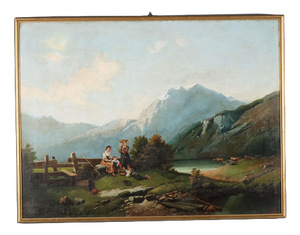 Mountain Landscape with Figures, 1874, Oil on Canvas