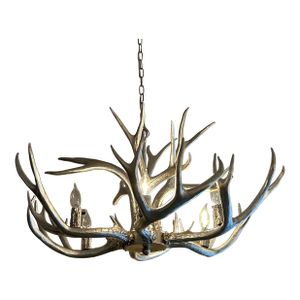 Regina Andrews Silver Leaf Faux Antler 6 Light Chandelier