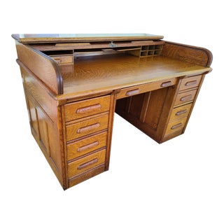1910s C Curve Roll Top Desk For Sale