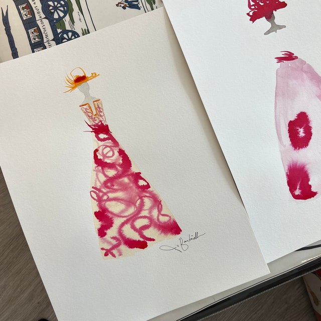 Ink Wash Fashion Dress by Jo Baskerville For Sale - Image 9 of 11
