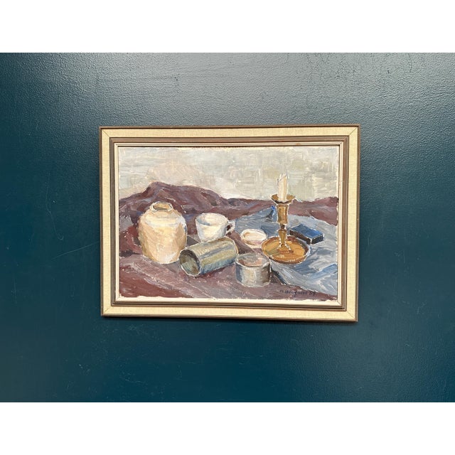 M. Broquist, Still Life with Candlestick, 1959, Oil on Canvas, Framed For Sale - Image 16 of 18