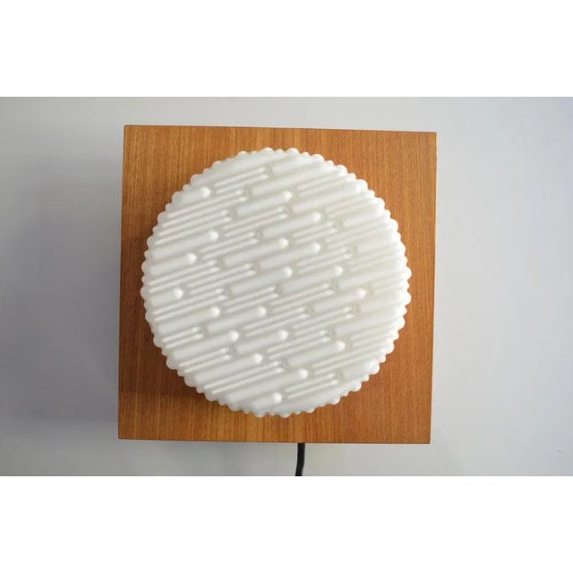 Scandinavian Opal Glass & Teak Lamp, 1960s For Sale - Image 6 of 6