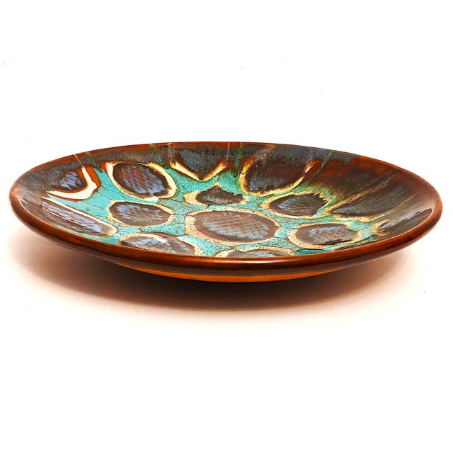 Brown Mid-Century Modern Glazed Ceramic Decorative Plate, 1950s For Sale - Image 8 of 8