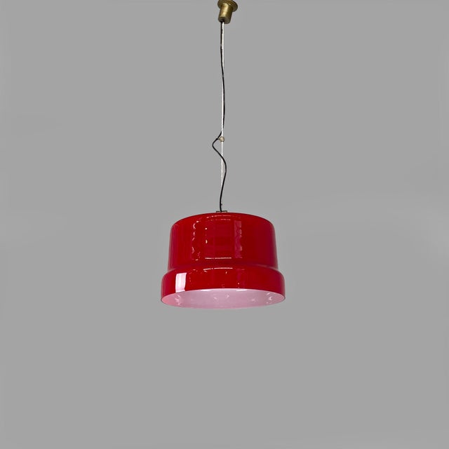Mid-Century Modern Italian Red and White Chandelier with Bead Decoration, 1960s For Sale - Image 15 of 16