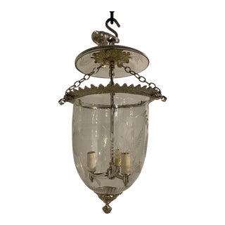 1930s French Silver Plated and Etched Glass Lantern For Sale