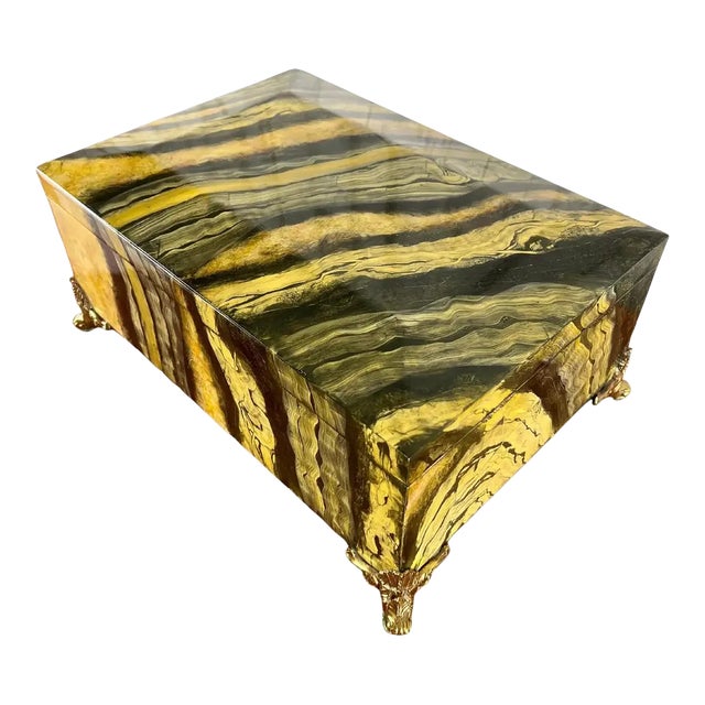 Hand Painted Faux Onyx Box by Maitland Smith For Sale