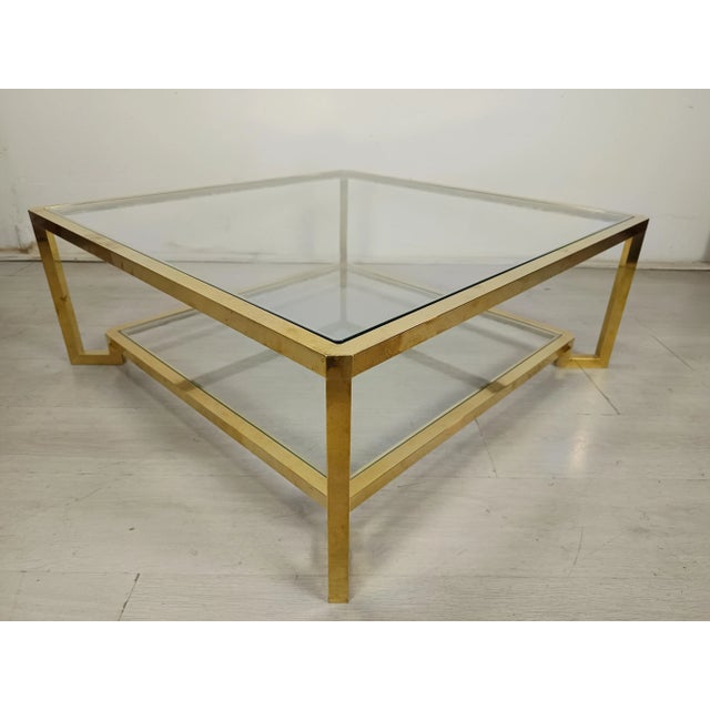 Modernist Golden Brass Coffee Table, 1970s For Sale - Image 6 of 17