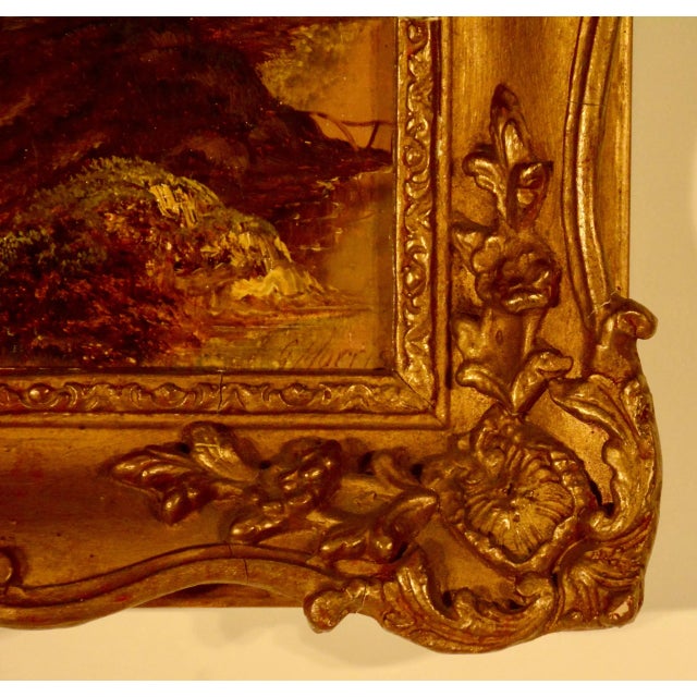 This oil on board landscape by C. Morris (Charles Morris) depicts a beautiful landscape with rolling hills and a small...