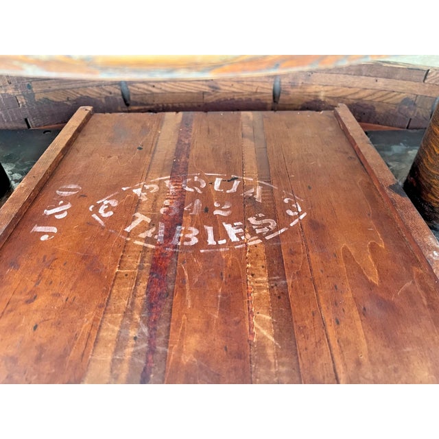 Antique Tiger Oak Oval Coffee Table, Carved Paw Feet, Drawer, Shelf, By: Piqua For Sale - Image 12 of 12