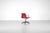 Swivel armchair, model "ea117", in red fabric with an aluminum frame on casters. Originally black, partially repainted,...