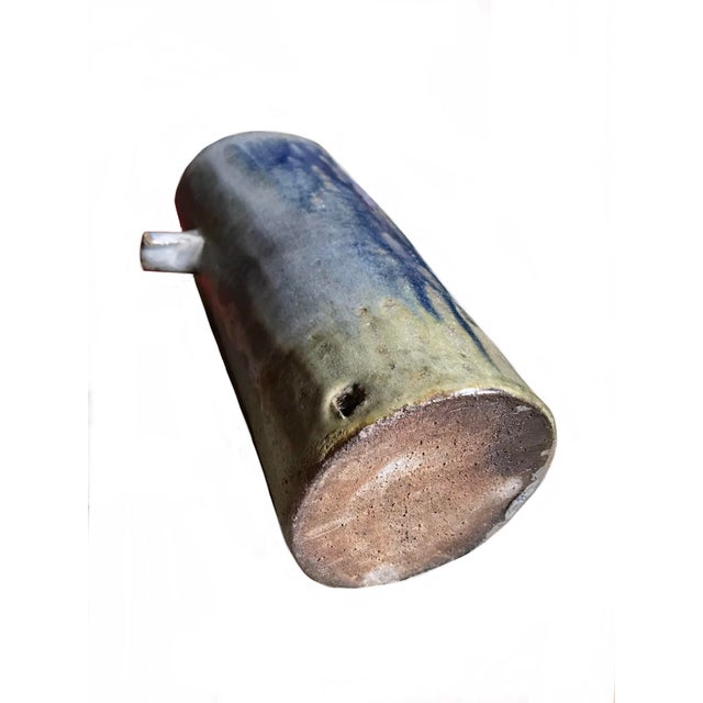 Blue Signed 1970s Mid Century Blue Drip Ceramic Vase / Modernist Art Studio Pottery For Sale - Image 8 of 9