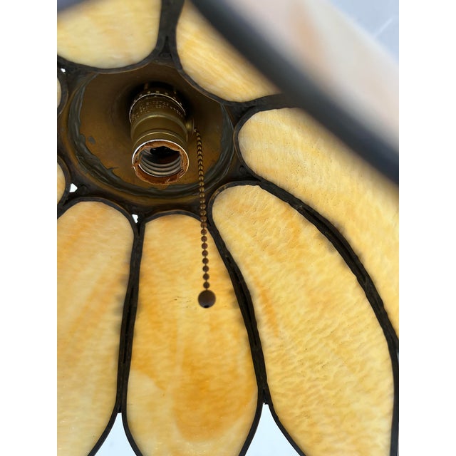 Art Nouveau Style Bridge Stained Glass Tulip Shade Floor Lamp For Sale - Image 10 of 13