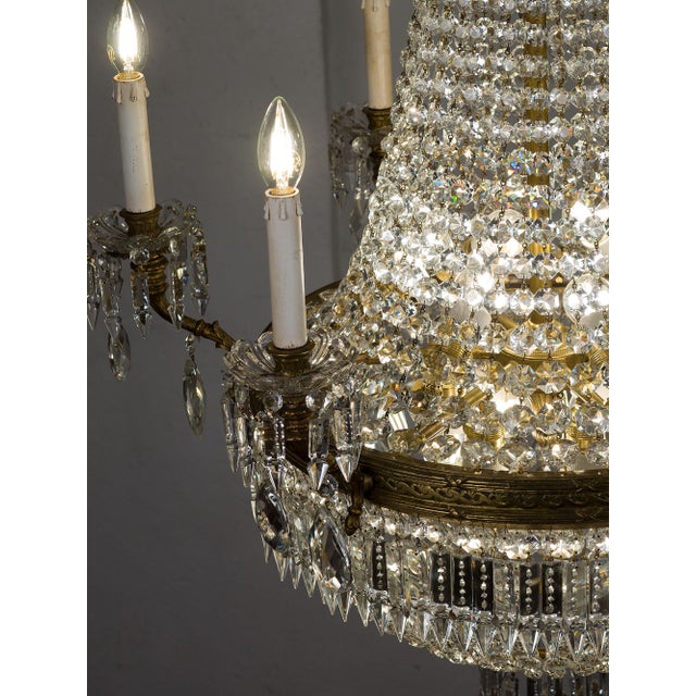 Large Italian Beaded Crystal Basket Chandelier, 1920s For Sale - Image 6 of 17