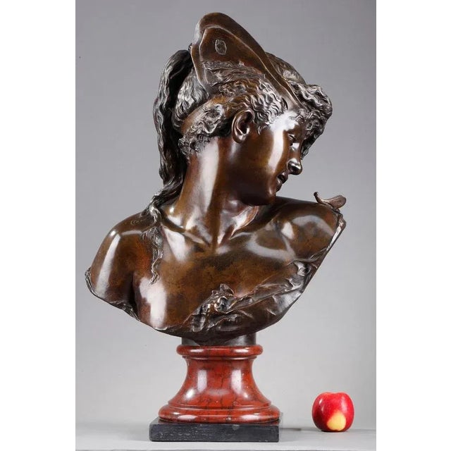 This is a bust of Psyche in patinated bronze by the founders Boyer and Rolland. It represents a young woman wearing...